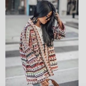 Multicolor Knit Open-Front Cardigan